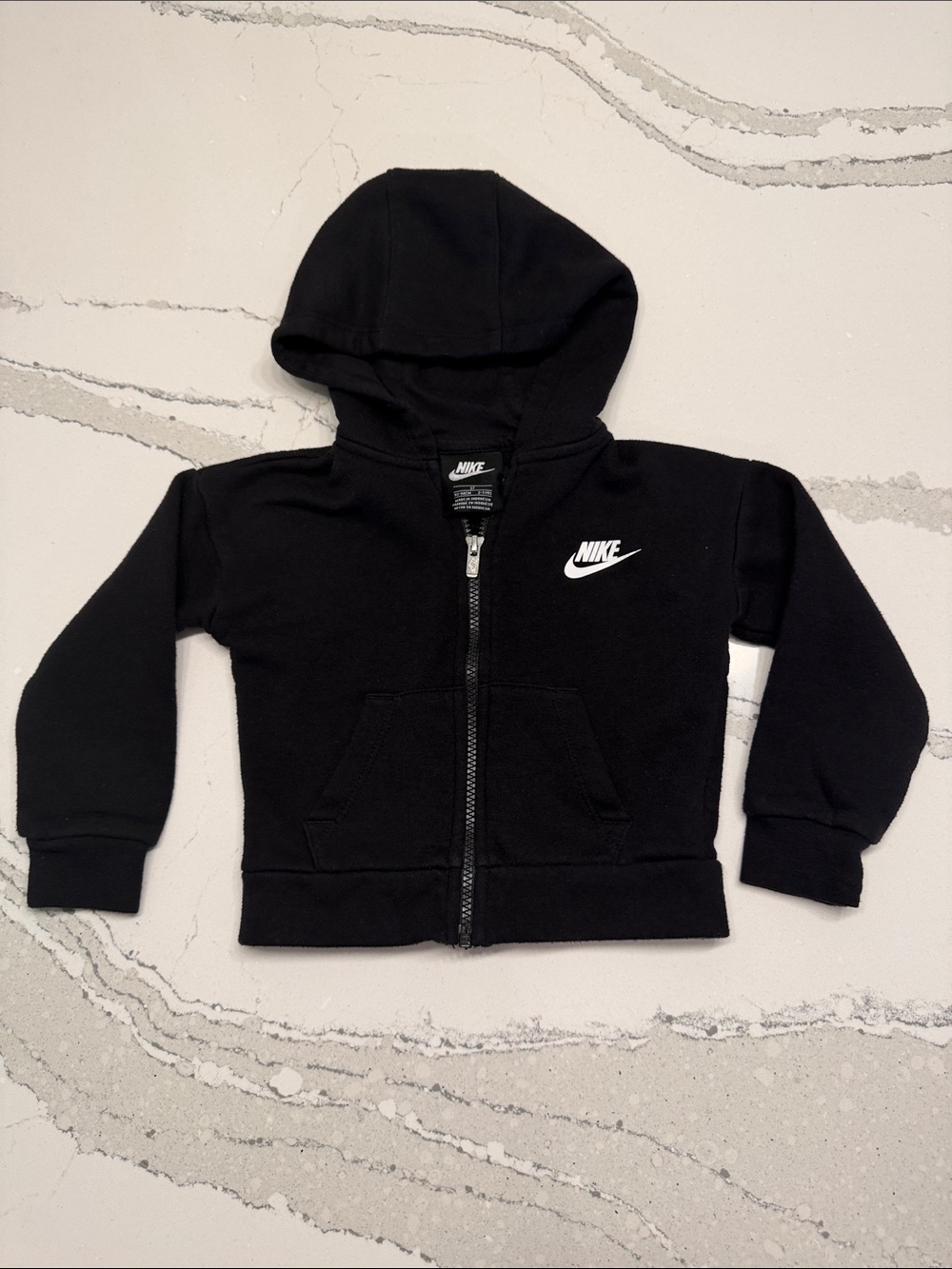 Toddler NIKE Black Fleece Zip Up Hooded Jacket, Size 3T